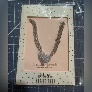 Treasure Jewels beautiful silver necklace with heart! 20”. NWT!